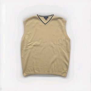 Vintage Nautica Sweater Vest 100% Cotton Size L Butter Yellow Prep Retro